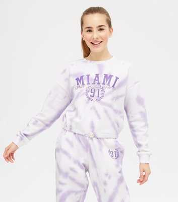 Girls Purple Tie Dye Miami Logo Sweatshirt