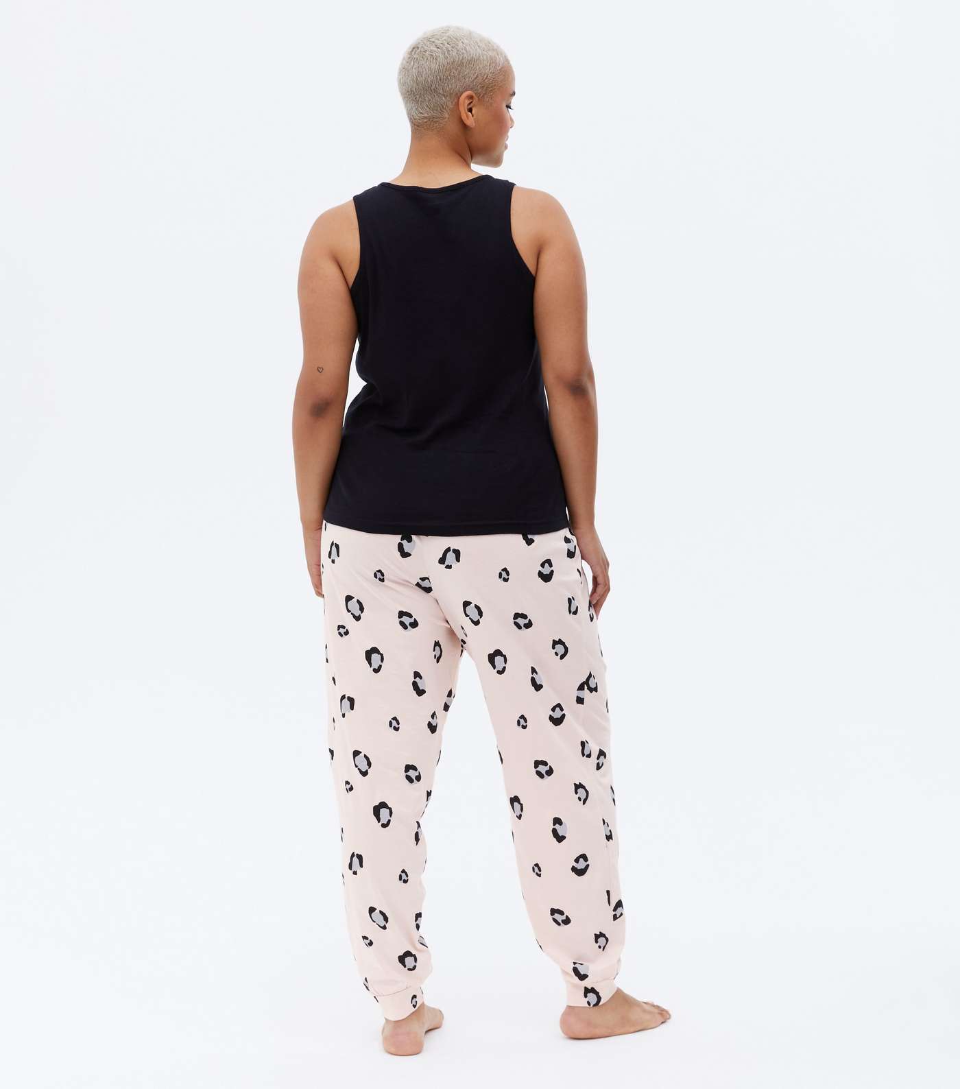 Curves Pink Leopard Print Jogger Pyjama Set Image 4