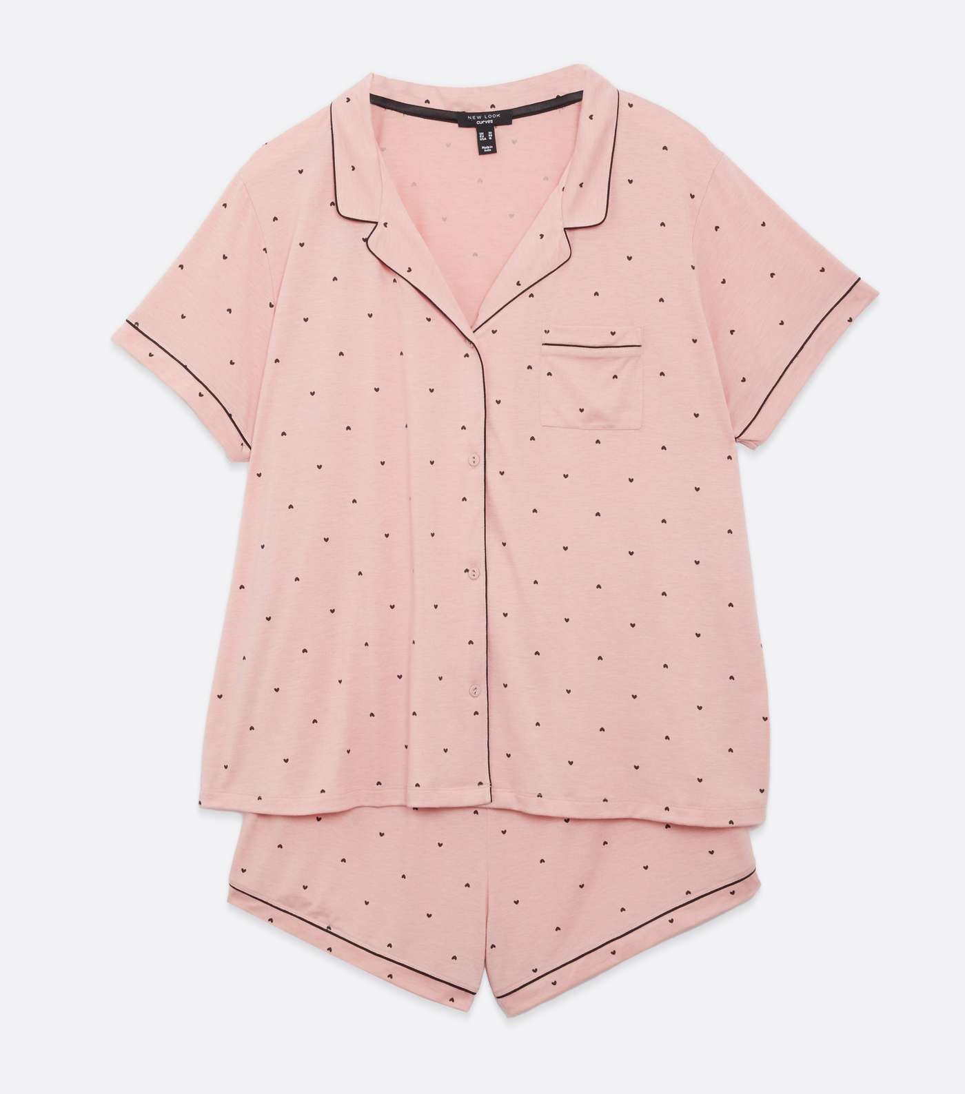 Curves Pink Heart Shirt and Shorts Pyjama Set Image 5