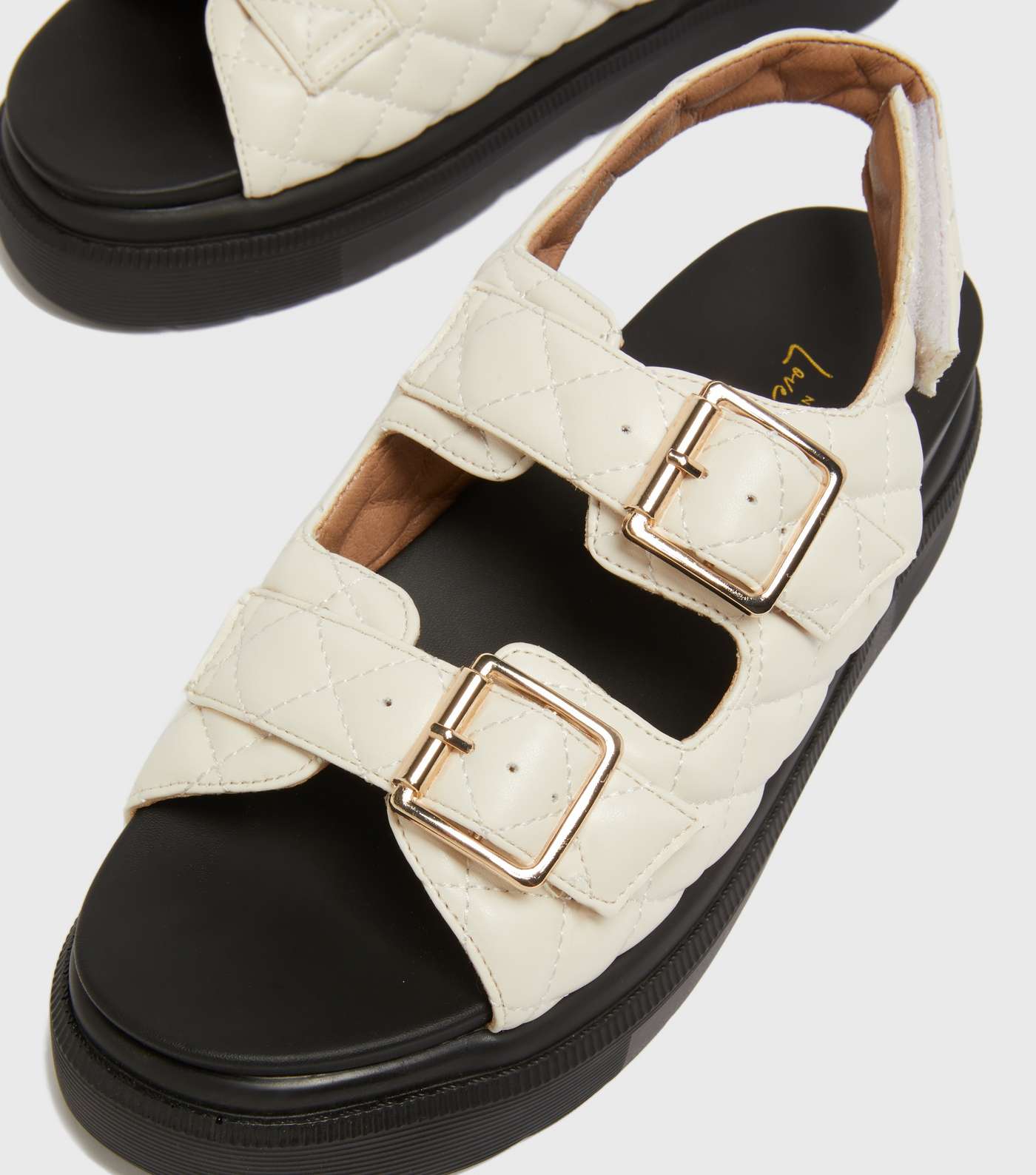 Off White Quilted Chunky Footbed Sandals Image 4