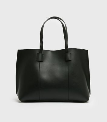 Black Leather-Look Seam Shopper Bag | New Look