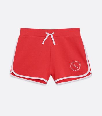 Girls Red USA Logo Runner Shorts | New Look