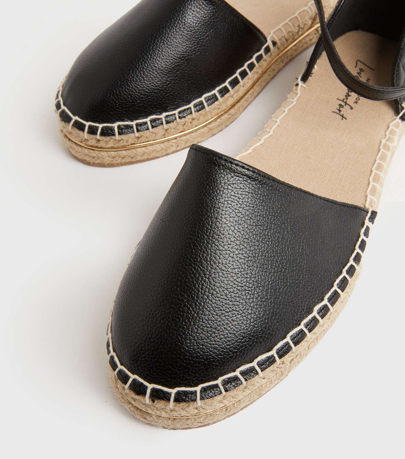 Black Leather-Look Quilted Espadrilles  Image 4