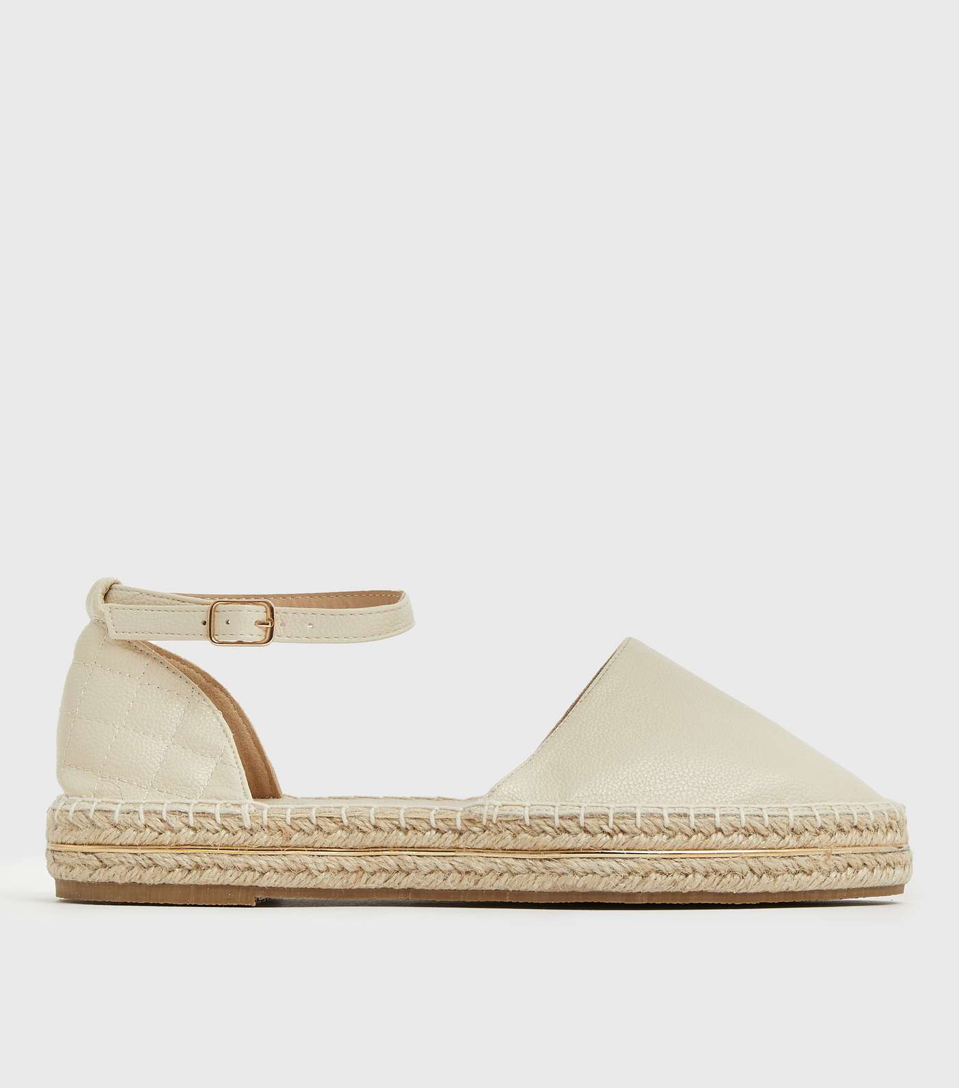 Off White Leather-Look Quilted Espadrilles