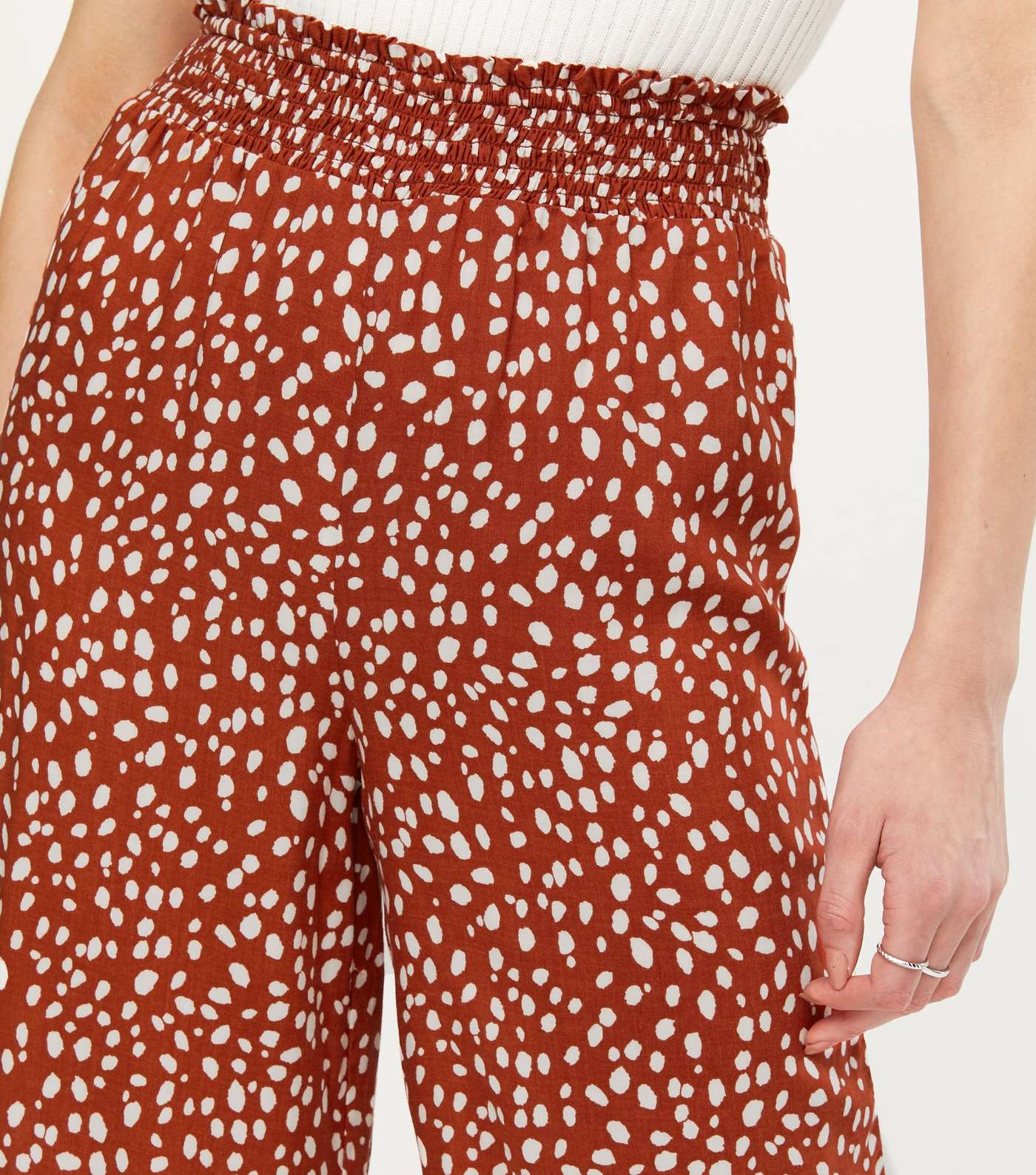 Brown Animal Print Shirred Wide Leg Trousers Image 4