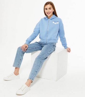 pale blue zip hoodie