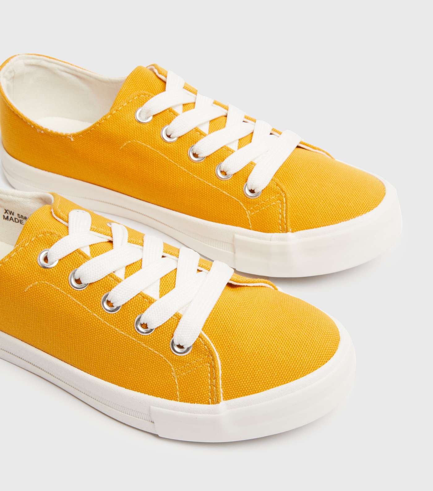 Girls Yellow Canvas Lace Up Trainers Image 4