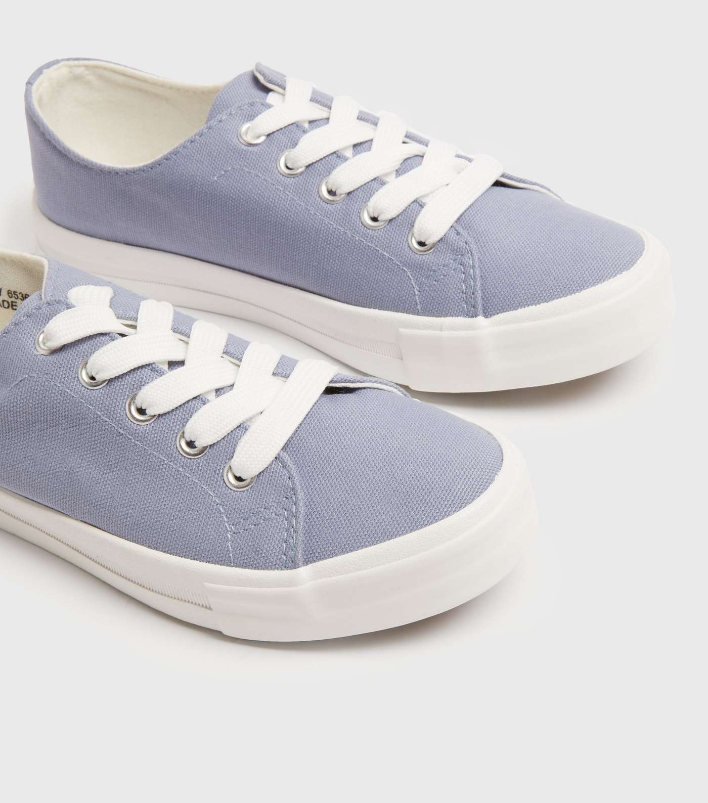 Girls Pale Blue Canvas Lace Up Trainers Image 4