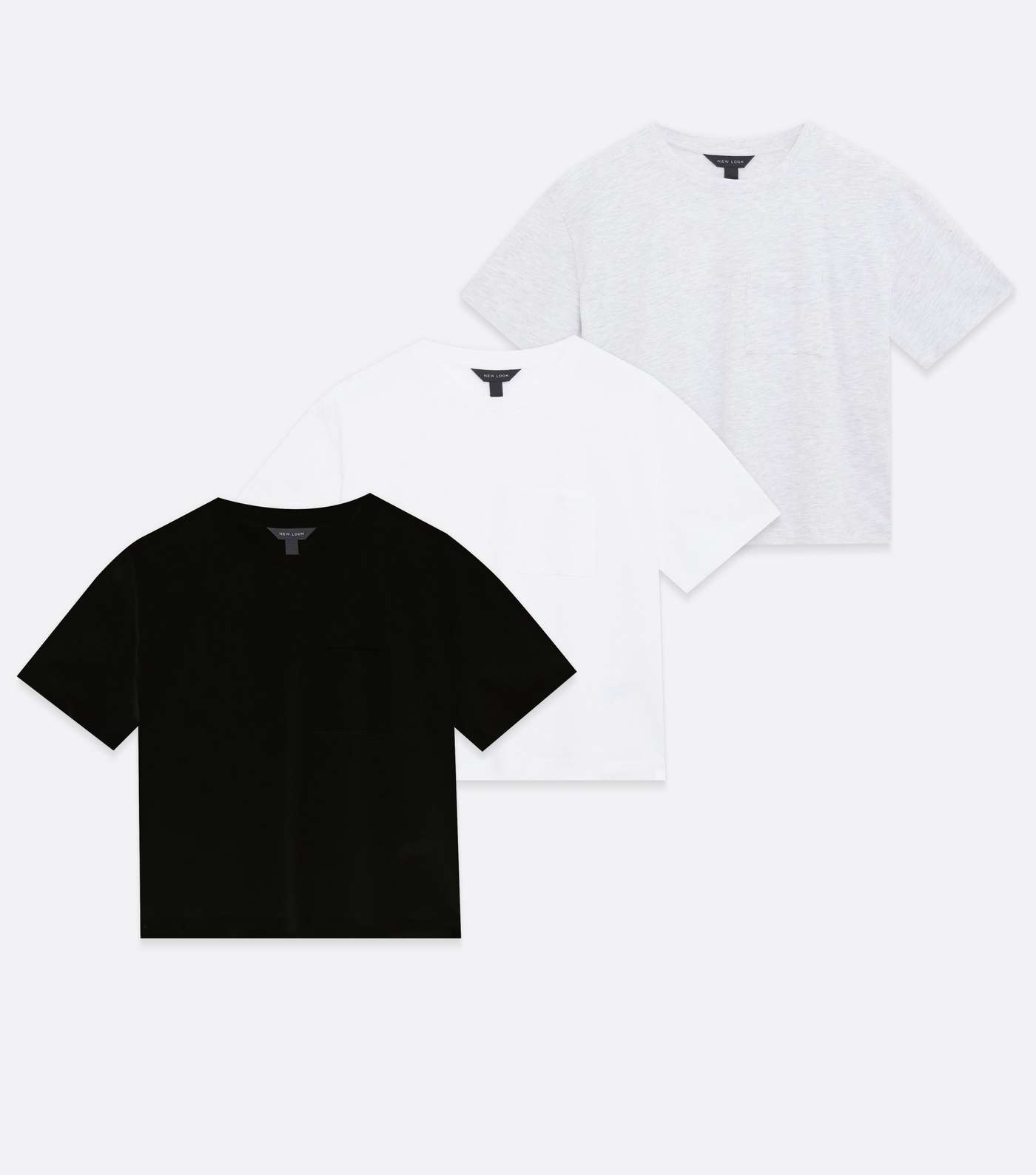 3 Pack Black White and Grey Boxy T-Shirts Image 5