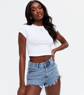 ladies white cropped t shirt