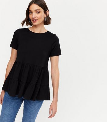 Black peplum tee on sale