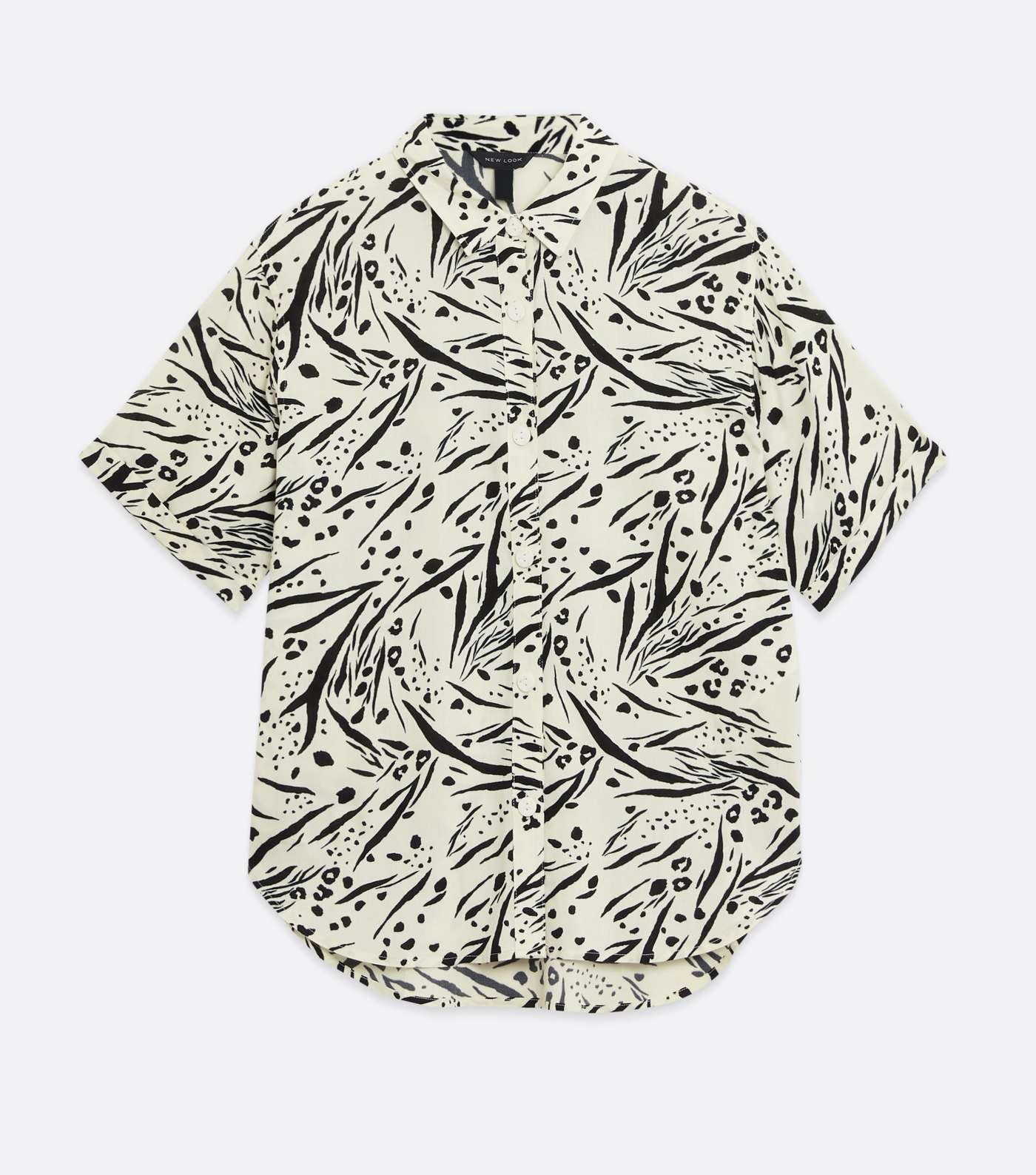 White Animal Print Short Sleeve Shirt Image 5