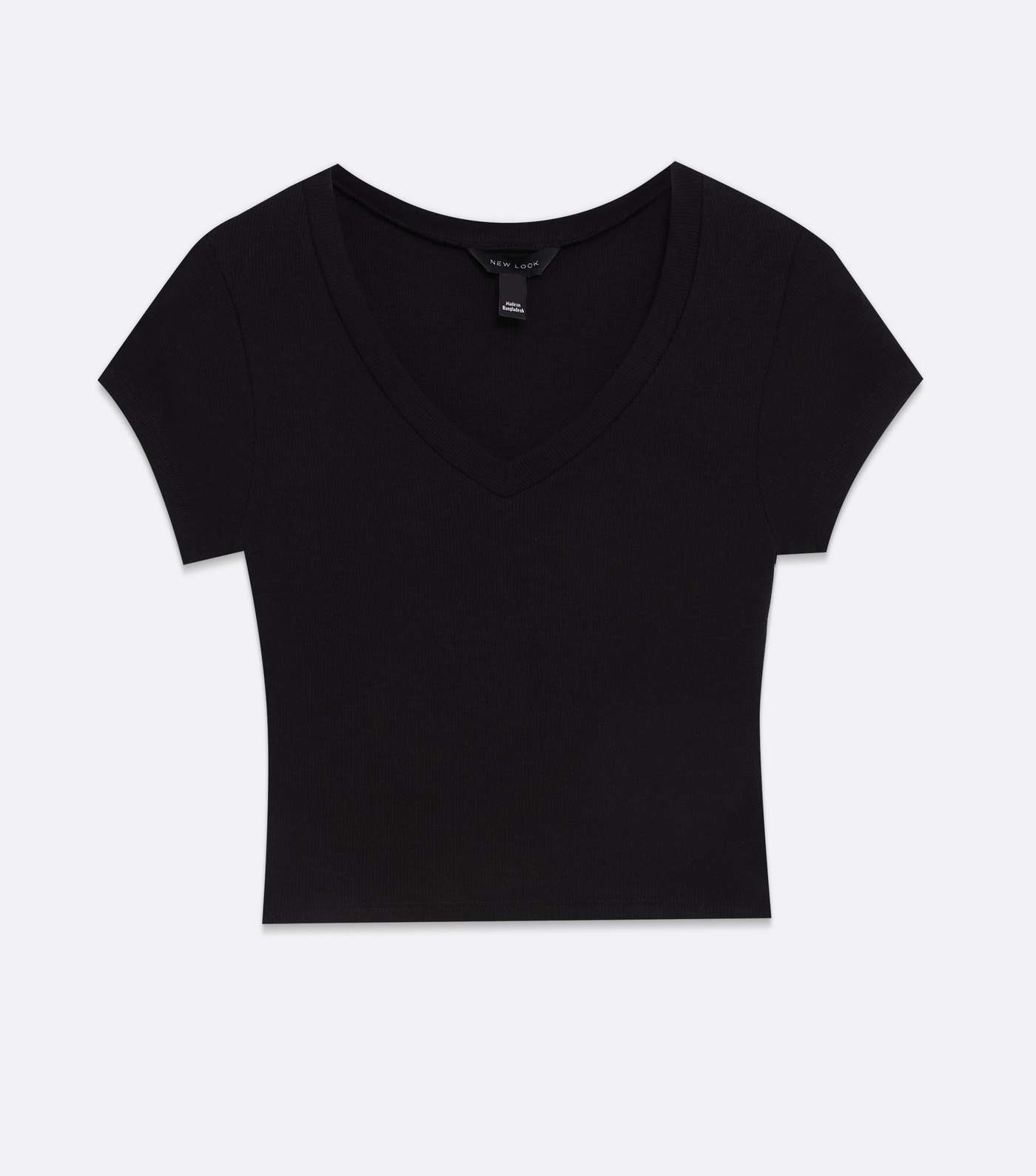 Black V Neck Crop T-Shirt Image 5