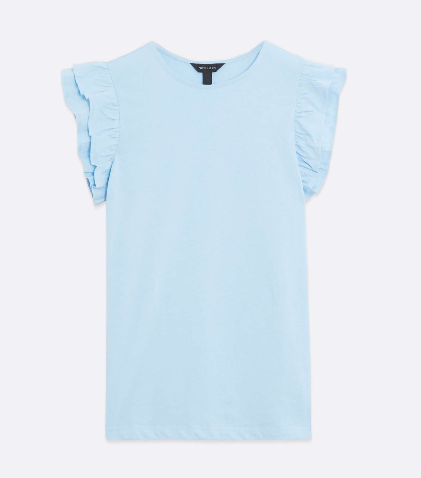 Pale Blue Frill Sleeve T-Shirt Image 5