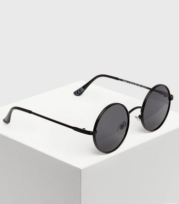 SSENSE Men Accessories Sunglasses Round Sunglasses Black Metal Round Sunglasses 