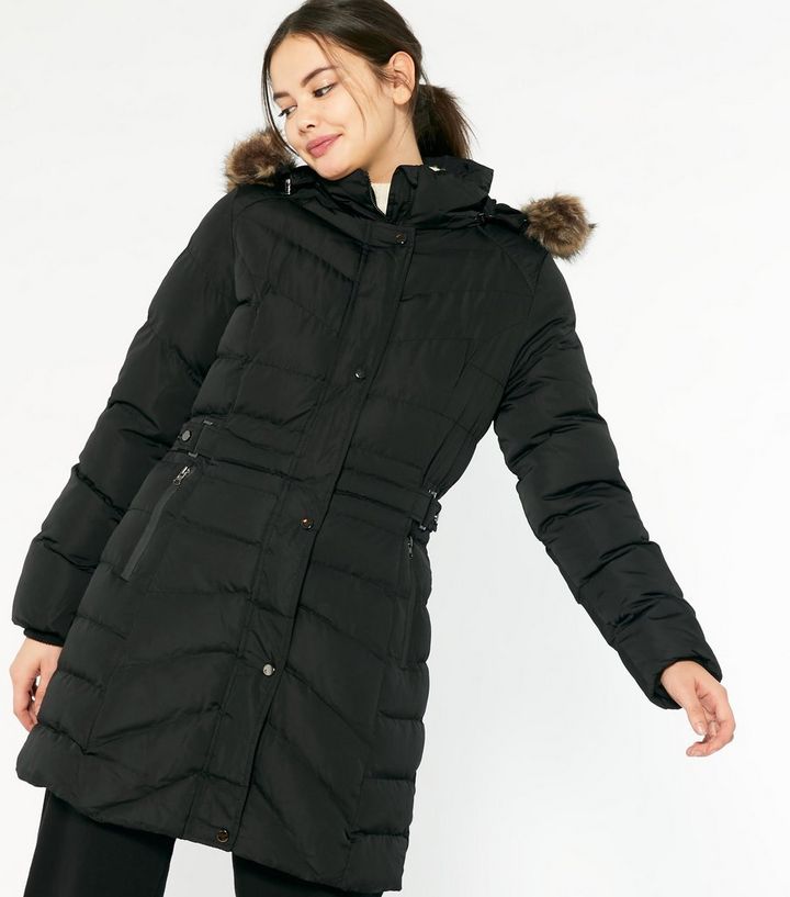 Blue Vanilla Black Faux Fur Hooded Puffer Jacket New Look Blue Vanilla Black Faux Fur Hooded, Blue Vanilla Black Faux Fur Hooded Puffer Coat With Hood