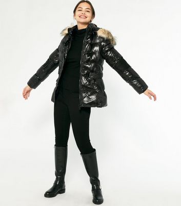 Faux vinyl puffer on sale jacket