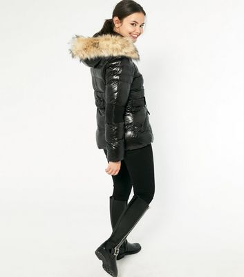 Faux vinyl 2024 puffer jacket