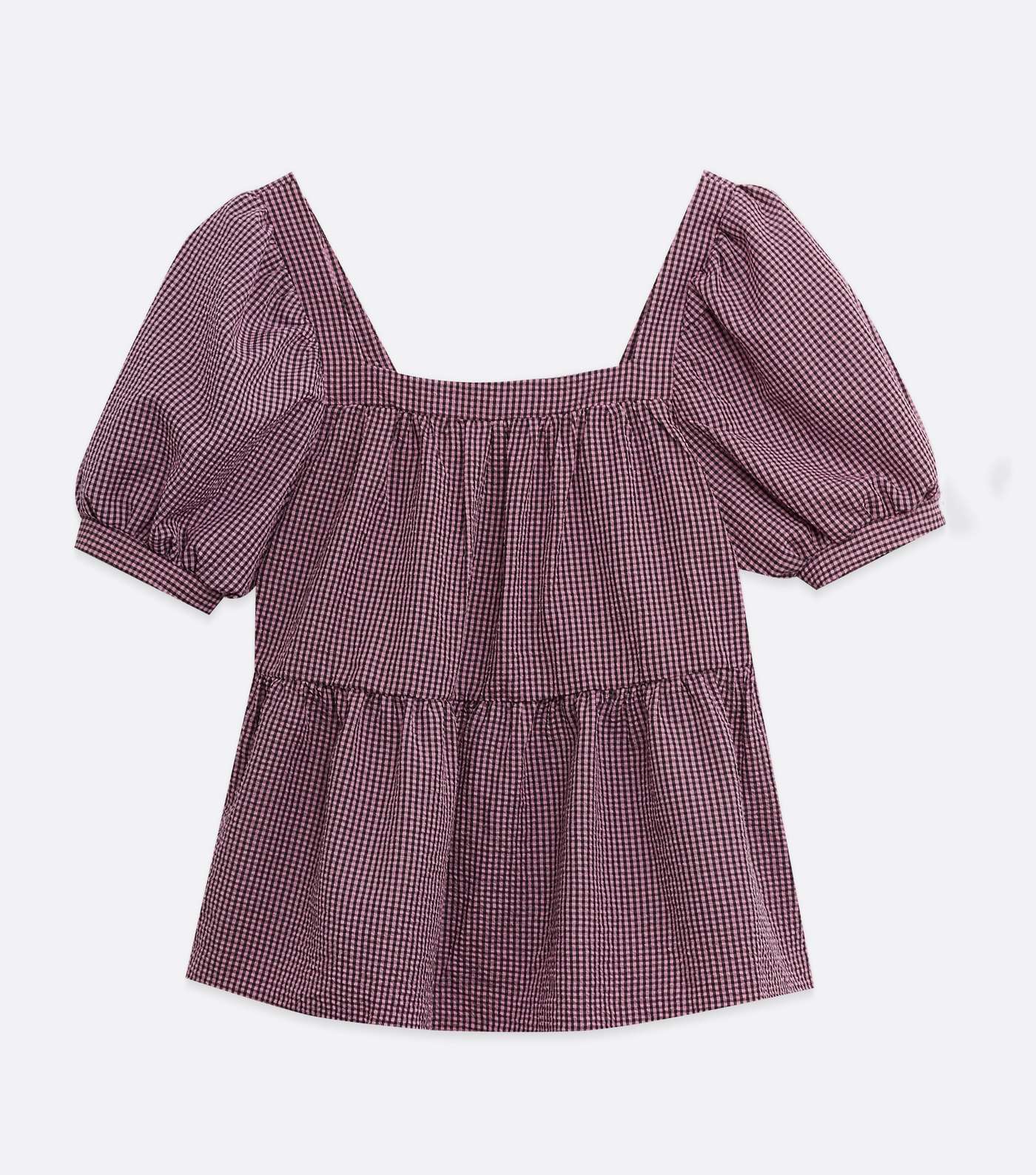 Deep Pink Check Square Neck Blouse  Image 5