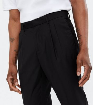 PLEATED WIDE LEG TROUSERS BLACK  SANNA New York