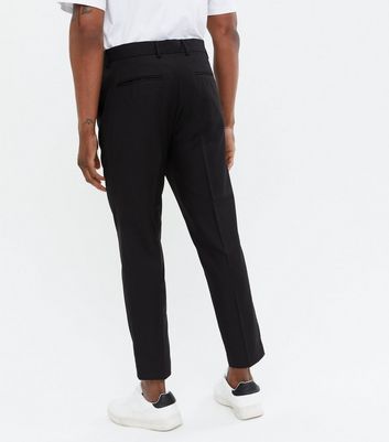 Men's Elastic Waist Straight Fit Pleated PU Trouser | Boohoo UK