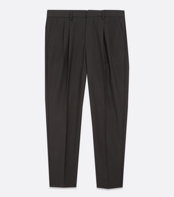 mens black pleated trousers