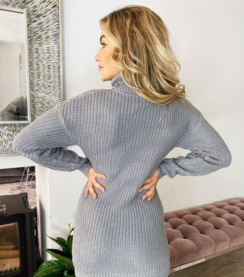 AX Paris Pale Grey Roll Neck Jumper 