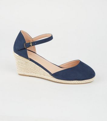 Navy wedge sale shoes wide fit