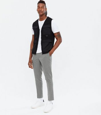 Grey Grid Check Slim Trousers | New Look
