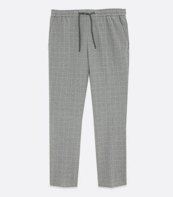Navy & Brown Checked Wool Blend Trousers | Jeff Banks Stvdio