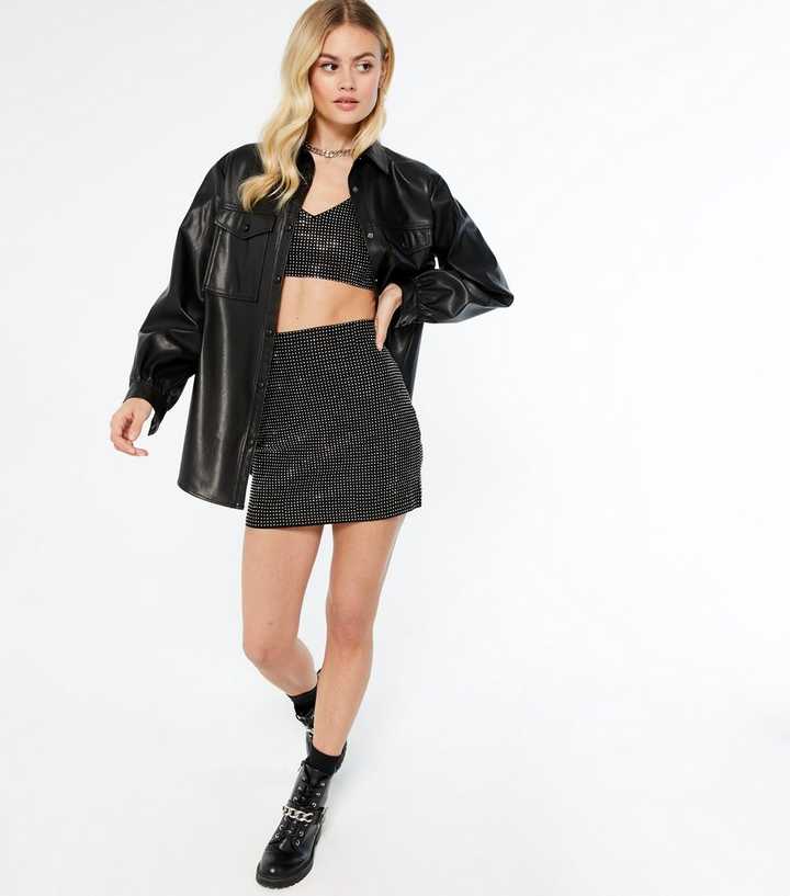 Pink Vanilla Black Diamanté Mini Skirt
