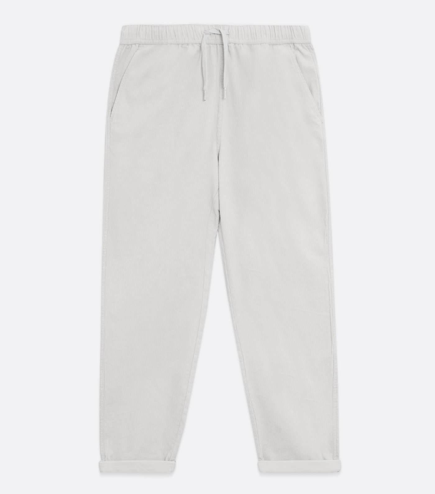Off White Cord Roll Hem Joggers Image 5