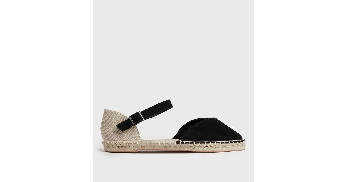 Wide Fit Black Canvas 2 Part Espadrilles New Look