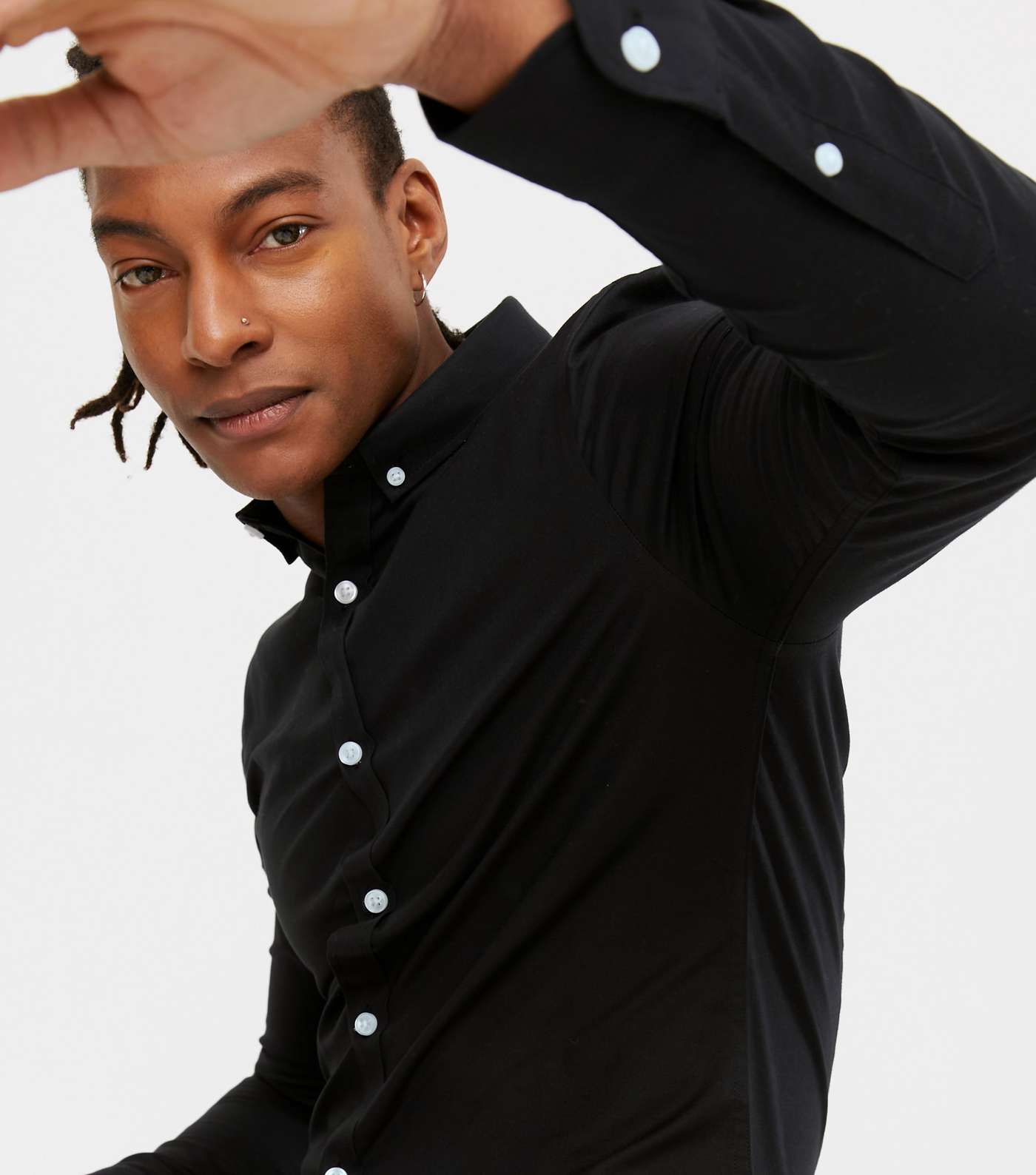 Black Muscle Fit Oxford Shirt Image 3