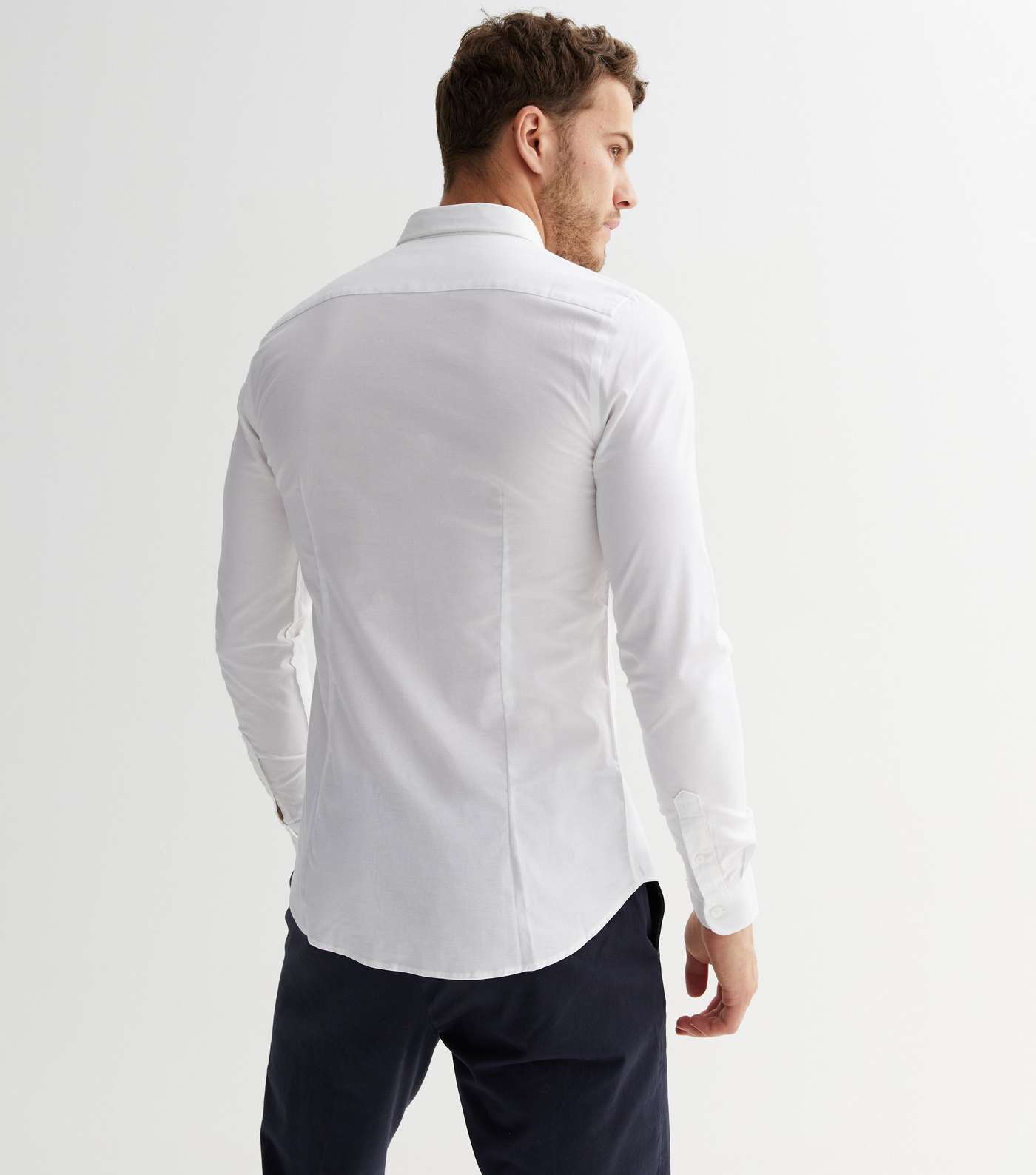 White Muscle Fit Oxford Shirt Image 4