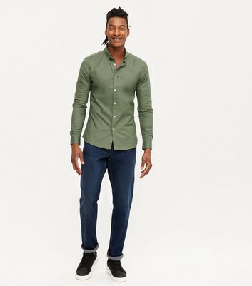Men's Stand Collar Shirt — Hunter Green – La Garçonne