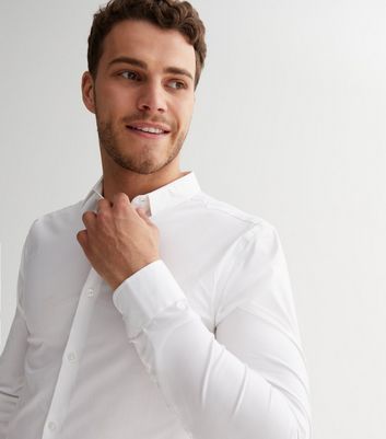 White Poplin Long Sleeve Muscle Fit 