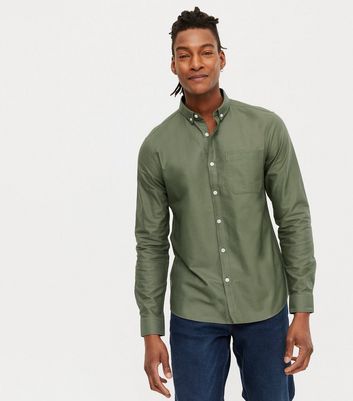 Khaki Long Sleeve Oxford Shirt | New Look