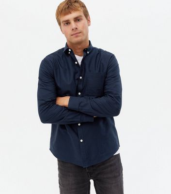 Navy Long Sleeve Oxford Shirt | New Look