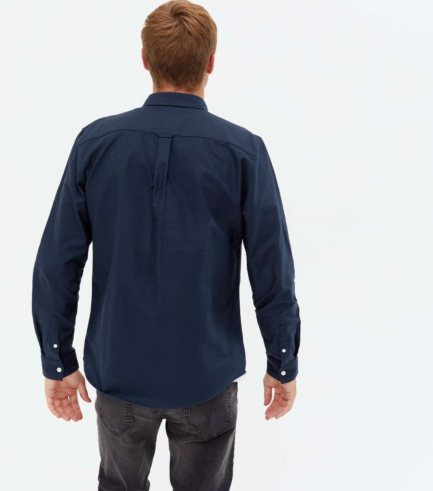 Navy Long Sleeve Oxford Shirt Image 4