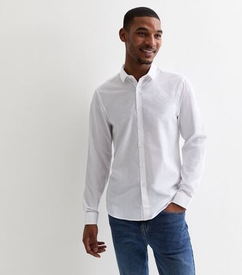 White Poplin Long Sleeve Shirt