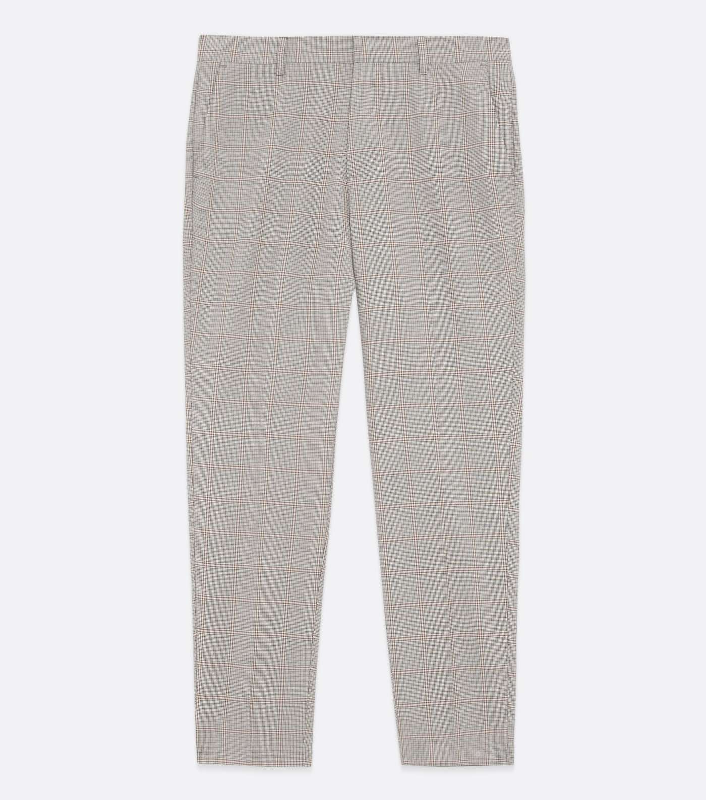 Dark Grey Check Crop Tapered Trousers Image 5