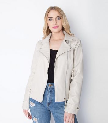 cream leather look jacket