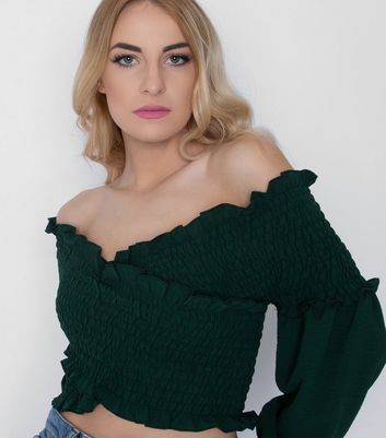 dark green bardot top