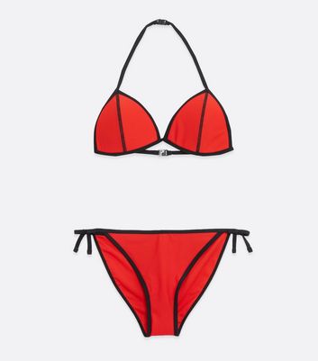 Girls Red Triangle Bikini Set New Look