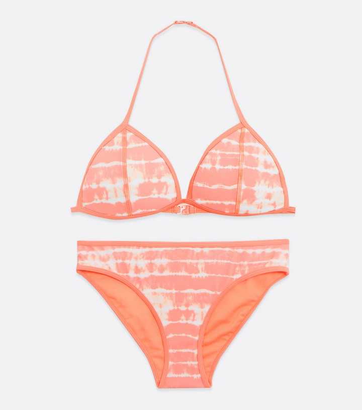 Girls Coral Tie Dye Triangle Bikini Set