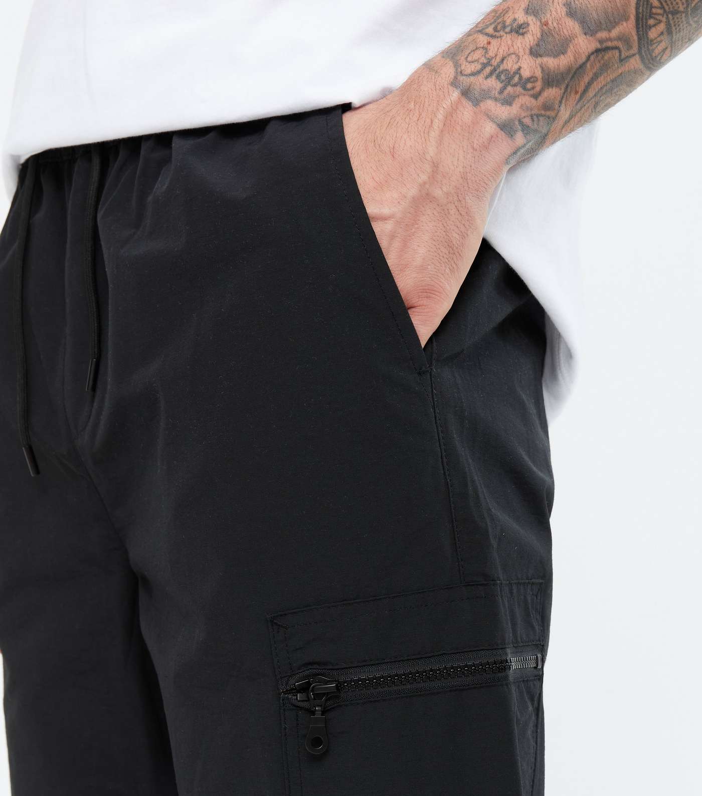 Black Zip Pocket Relaxed Fit Joggers Image 3