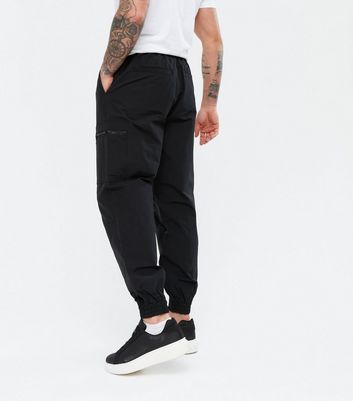 Mens black joggers with zips on sale