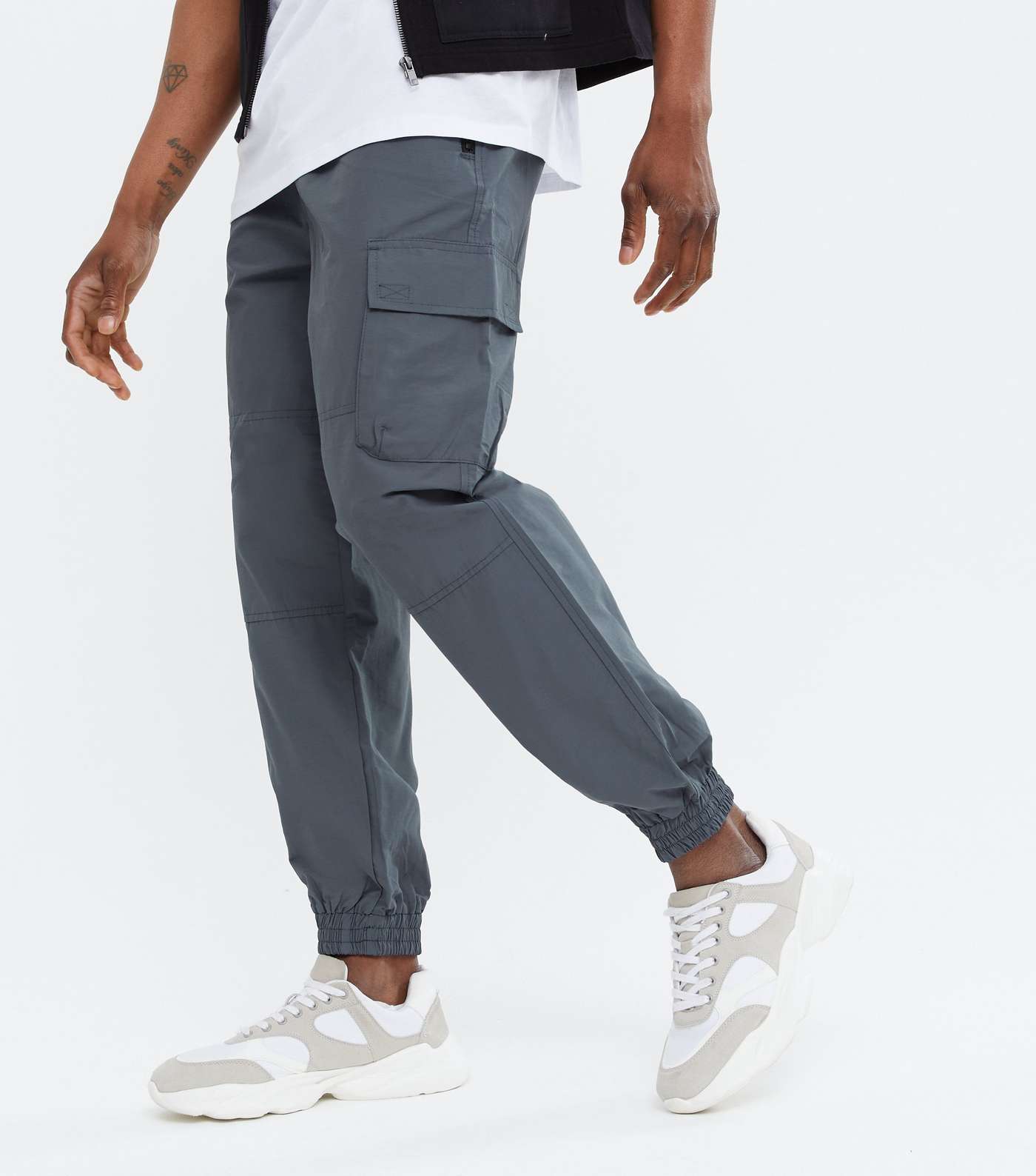 Grey Utility Pocket Relaxed Fit Joggers Image 2