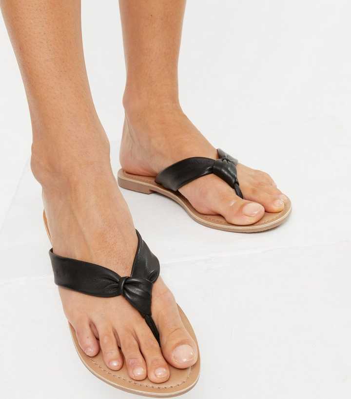 new look leather flip flops
